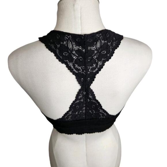 Free People Intimately Galloon Black Lace Racerback Bralette‎ Women's Medium - Picture 5 of 8